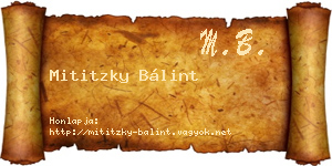 Mititzky Bálint névjegykártya